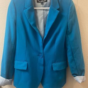 Blue Pinstripped Accent Blazer - S